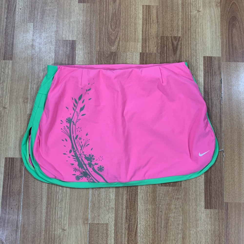 Nike Skirt Womens Large Pink Green Floral Dry Activewear Tennis Skort